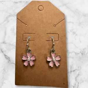 Pink Flower Dangle Earrings